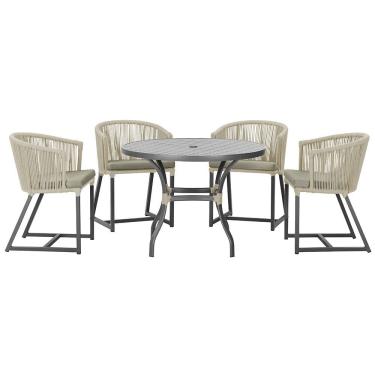 Imagem de Mesa com 4 Cadeiras de Jantar Roma 100cm e Noronha em Aluminío
