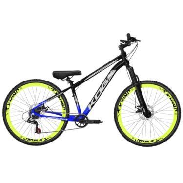 Imagem de Bicicleta Aro 26 Rebaixada Freeride para Grau, Quadro em Alumínio, Relação 1x7, Aros Vmaxx Coloridos, Pedivela 34D, Suspensão 80mm,Cobalto Preto Branco Amarelo