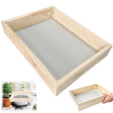 Imagem de YYRZZ Peneira De Solo Para Jardinagem, Madeira Portátil 40 Cm X 29 Cm, Compostagem Pedras E Terra Jardim, Pellets/Cascalho/Solo