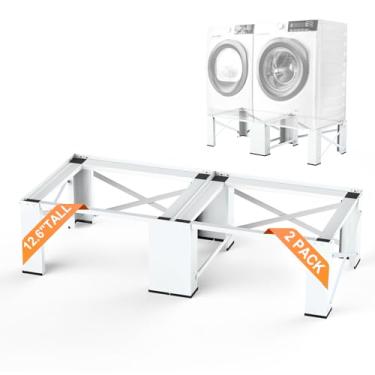 Imagem de SKM Pedestais de lavadora e secadora de 71 cm de pacote duplo - Suporte de lavanderia de aço resistente para máquina de lavar e secar, compatível com a maioria dos aparelhos de capacidade de 4,8 a 5,3