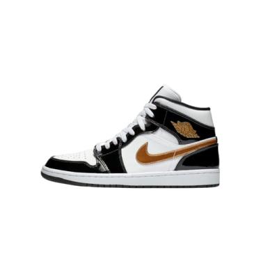 Imagem de Nike Tênis masculino Air Jordan 1 médio, Preto/branco/ouro metálico., 41
