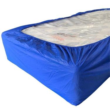 Imagem de Capa Protetora Colchão Lençol Elástico Impermeável Hospitalar 88x188x20cm - Azul