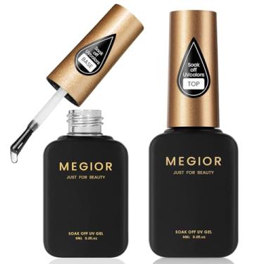 Imagem de MEGIOR Gel Top Coat and Base Coat Set 2PCs No Wipe Gel Base and Top Coat Long Lasting High-gloss Finish for Home DIY and Nail Salon