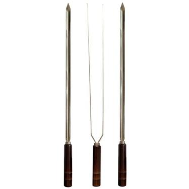 Imagem de Kit 3 Espetos Artesanais Inox P/ Churrasco - FD