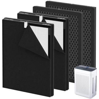 Imagem de Pacote com 4 filtros de substituição K2 compatíveis com purificador de ar LUNINO K2, filtros de dupla face para casa grande sala de até 3000 m² H13 True HEPA e filtro de carvão ativado