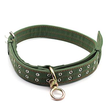 Imagem de Coleira de vaca ajustável, coleira de pescoço de gado de lona espessa de quatro camadas de 142 cm com fivela de metal de 2 fileiras, alça de pescoço para gado, cabra, cavalo, cachorro grande (grande)