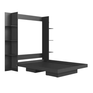 Imagem de Cama Articulada Casal Vertical com 8 Prateleiras e 2 Nichos Cv1145 140cm Grafite - Art In Móveis