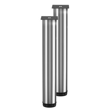 Imagem de Pernas ajustáveis de aço inoxidável de 300 mm, pernas de mesa prateadas, pernas redondas de armário para mesa de café, armário, mesa, sofá, prateleiras, móveis faça você mesmo, pacote com 2