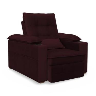 Imagem de Poltrona do Papai Reclinável Retrátil Thor Veludo Vermelho Bordô - Loj