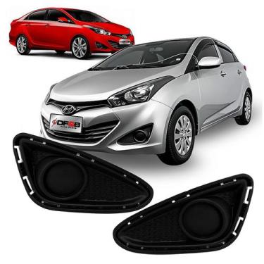 Imagem de Grade Milha Sem Furo Hb20 Hb20S 2012 A 2016 Parachoque - DFEB, Preto