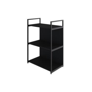 Imagem de Estante C/03 Prateleiras 84x60x33cm C/fundo Yon Preto Tx/ Preto Tx/