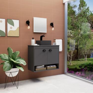 Imagem de Gabinete Banheiro Em Mdf Com Pia Cuba - Latina Preto