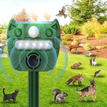 Imagem de Repelente solar de animais atualizado, repelente de gatos 2025 ao ar livre, repelente de veados, à prova d'água, sensor de movimento repelente de esquilo, som e LED piscando, repelente de animais para
