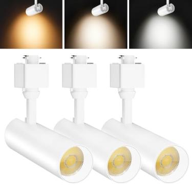 Imagem de OTeedo Pacote com 3 Cabeças de iluminação de pista de LED 10W reguláveis tipo H luminárias de trilho 3000K-4500K-6000K Foco de teto Ângulo de 24° para iluminação de destaque artístico sem cintilação