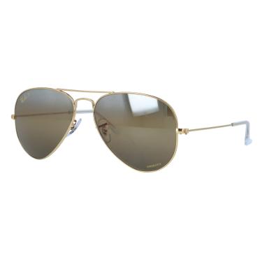 Imagem de Óculos de Sol Ray-Ban Polarizado Aviator Large Metal 0RB3025 9196G5 Tam 55 / Ouro - Lentes Marrom Gradiente