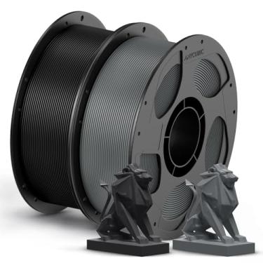 Imagem de ANYCUBIC Pacote de filamento PETG de 1,75 mm, filamento de impressora 3D, precisão dimensional +/- 0,02 mm, resistência excepcional, carretel reutilizável de 1 kg, textura de 2 kg cinza + preto