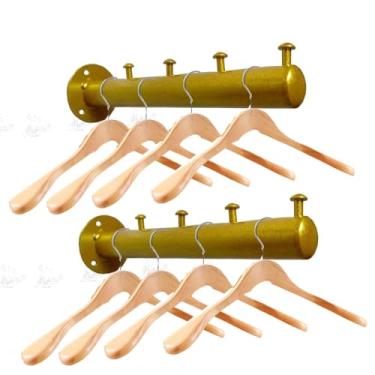 Imagem de Pacote com 2 suportes para roupas, barra de roupas de cano industrial, roupas resistentes para pendurar roupas, vara de pendurar multiuso para armário, ganchos de metal que podem pendurar chapéu e