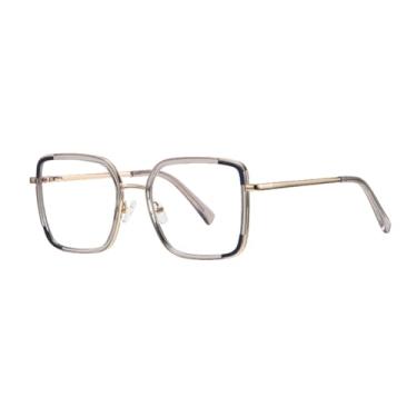 Imagem de Armação de óculos anti-luz azul masculina e feminina de metal grande (5)