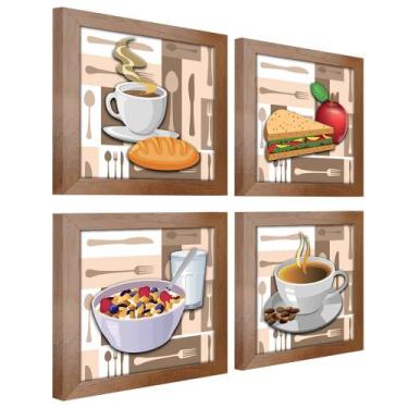 Imagem de Quadro Decorativo Cozinha Café Manhã Padaria 20x20cm Kit 4un - SHD  So