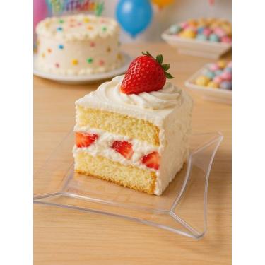 Imagem de Prato Quadrado Peq C/10un Acrilico 16cm Doce Sobremesa Festa - Crgfest