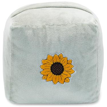 Imagem de CERAYOU Batente de porta decorativo pesado, batente de porta quadrado resistente com alça, protetores de parede de batente de piso de porta de tecido macio, crisântemo cinza claro