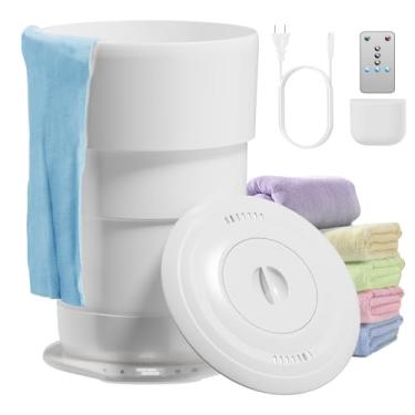 Imagem de Aquecedor de toalha dobrável para banheiro, balde grande para aquecedor de toalhas, desligamento automático, ajuste de horário e iluminação ambiente, cabe até duas toalhas grandes, roupões de banho