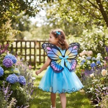 Imagem de Kit Fantasia Infantil Acessórios Festa Borboleta Fada Azul - asp