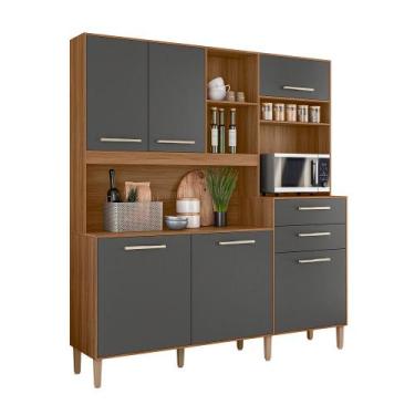 Imagem de Armário de Cozinha Compacta Nicioli Salsa 6 Portas 2 Gavetas, IPE/CHUM