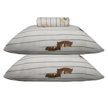 Imagem de Jogo de Lençol Casal KazzaVip Malha Misto 70% Algodão e 30% Poliéster Estampado com Elástico 3 Peças Capivara Bege