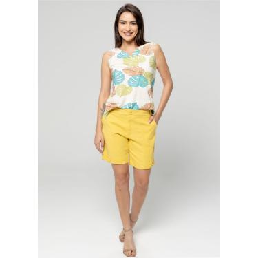 Imagem de Shorts Pau a Pique Básico de Linho Amarelo