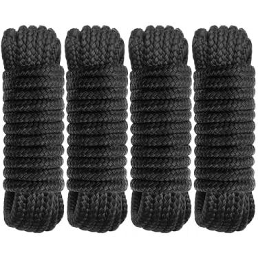 Imagem de Corda marítima de linhas de doca de barco - 1,9 cm x 3 m com laço pré-emendado de 12,7 cm cordas de nylon trançado duplo linha de amarração para barcos ancoragem pontão acessórios de barco - pacote