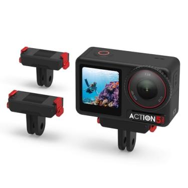 Imagem de BRDRC Pacote com 2 adaptadores magnéticos de liberação rápida para DJI Action, base de expansão com orifício de parafuso de 1/4 para adaptador Go Pro, compatível com DJI Osmo 360, Action 5 Pro 4 3
