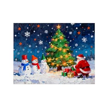 Imagem de Pinturas em tela Natal-Quadros Decoração de Parede-Presente boneco neve-Inverno Paisagens Impressões para Sala de Estar 60x80cm Sem Moldura