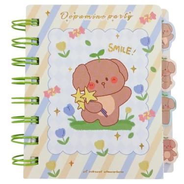 Imagem de Caderno de Anotação Cachorrinhos e Ursinho Fofos 11cm x 8,3cm com 60 Folhas Pautadas e Divisórias Super Fofas | Design Criativo | Tamanho Compacto para Bolso ou Estojo (Verde)