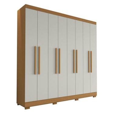 Imagem de Guarda Roupa Casal Porto 8 Portas 4 Gavetas Freijó Baunilha - Aramóveis