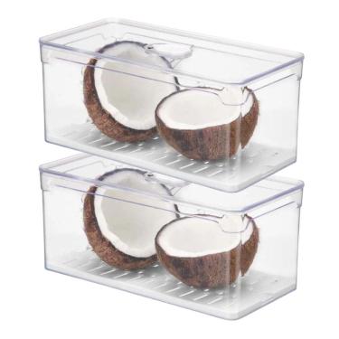 Imagem de Kit 2 Organizadores De Geladeira 5L Com Tampa Escorredor