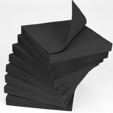 Imagem de JIOMULIG Notas adesivas 7,6 x 7,6 cm, cores pretas, almofadas autoadesivas fáceis de postar para notebook, escritório em casa, 100 folhas/bloco (8 blocos)