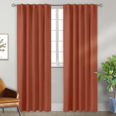 Imagem de BGment Cortinas blackout de 203 cm de comprimento, conjunto de 2 painéis para quarto - isolamento térmico à prova de som, escurecimento do quarto, bolso para varão e aba traseira, cortinas de outono