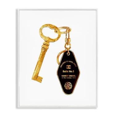 Imagem de Stupell Industries Arte giclée emoldurada branca com chave de moda luxuosa, design de Ziwei Li, 14 x 11