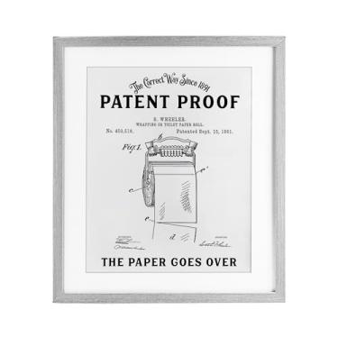 Imagem de Stupell Industries Papel higiênico passa por cima de impressão emoldurada cinza sob vidro, design por Lettered and Lined, 16 x 13