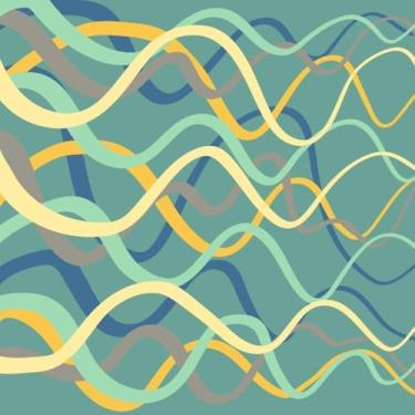 Imagem de Quadro Decorativo Abstrato Colorido com Linhas Onduladas – Arte Moderna para Parede 40x40cm