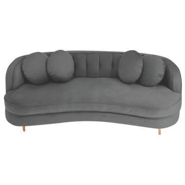 Imagem de Sofá Curvo 3 Lugares Orgânico Sala Recepção Luxo Panamá 200cm Suede Cinza