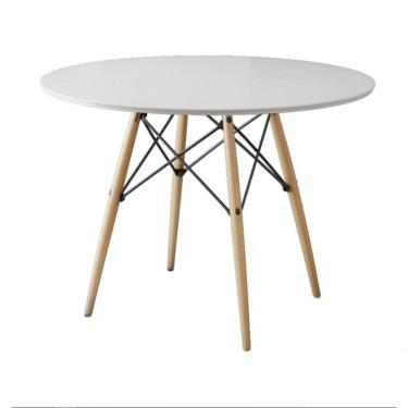 Imagem de Mesa Eiffel Tampo De Madeira 90cm Branco tampo Branco
