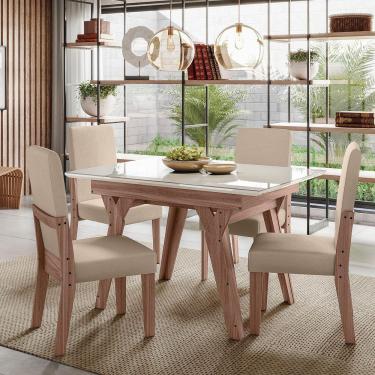 Imagem de Conjunto Sala De Jantar 1,10 Com 4 Cadeiras Amêndoa 74B