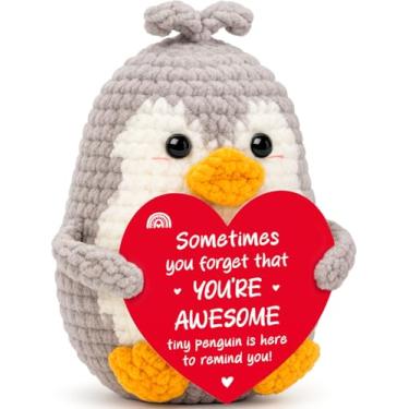 Imagem de Mini Emotional Christmas Birthday Gifts for Women Men, Handmade Crochet Penguin Inspirational Appreciation Gifts for Her Women Friend Sister Teen Mom Cowoker Christmas Stocking Stuffers Cute Decor