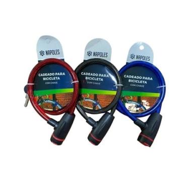 Imagem de Cadeado Para Bicicleta 65cm, Cabo De Aço de 12mm Revestido – 2 Chaves – Cadeado Para Bike
