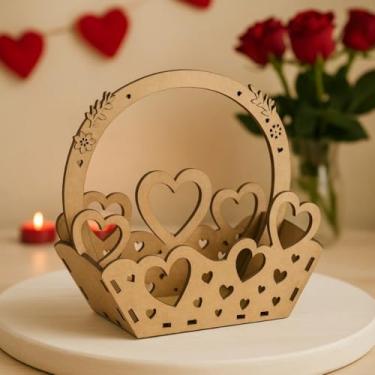Imagem de Cesta MDF Dia Dos Namorados Presente Noivado Romântica Casamento (5)