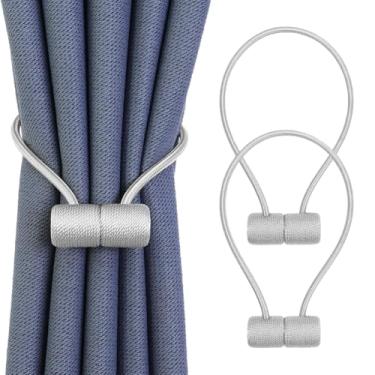 Imagem de Pacote com 2 laços magnéticos fortes e cinzentos para cortina ao ar livre, elegantes, decorativos, amarradores modernos de corda para cortinas de janela para cortinas (cinza)