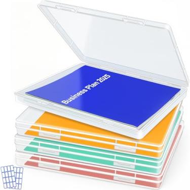 Imagem de Duofire Porta-revistas para caixa de arquivos A4 Portáteis para projetos Organizador de documentos, clear, 4-Pack