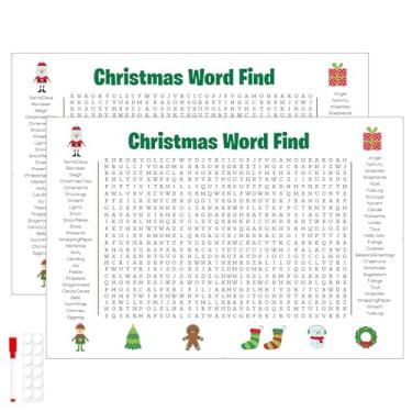 Imagem de TWWKDD Pôster jumbo de busca de palavras de Natal, jogo de parede gigante 91 x 61 cm, pôsteres gigantes de atividades de Natal para famílias